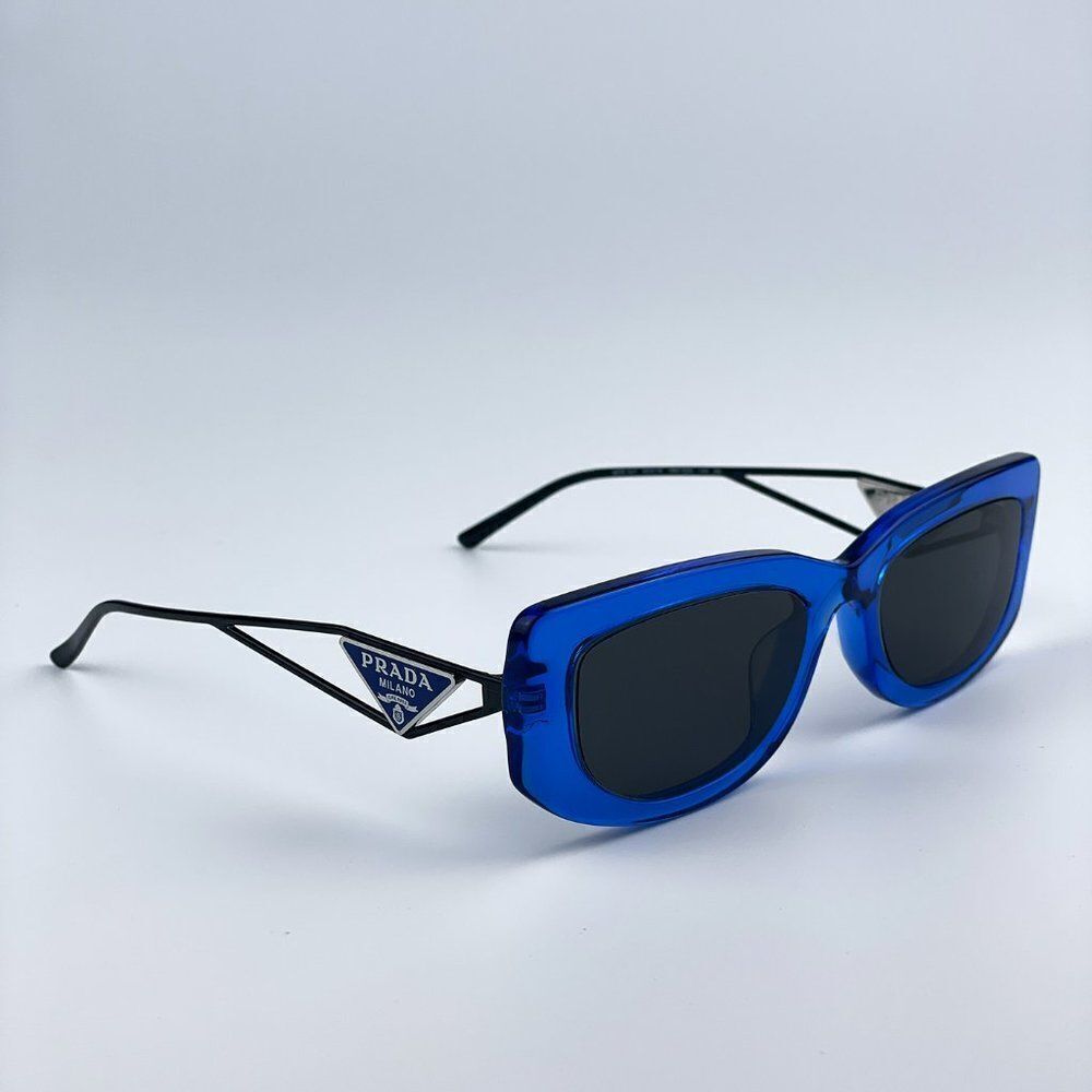 NEW Prada PR14YS 18M5S0 Crystal Electric Blue Grey Rectangle Women Sunglasses - Picture 6 of 11